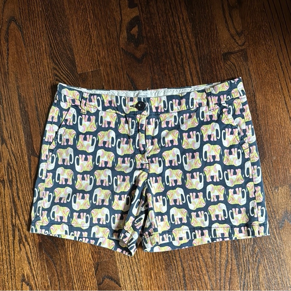 Women's Navy Elephant Print Shorts